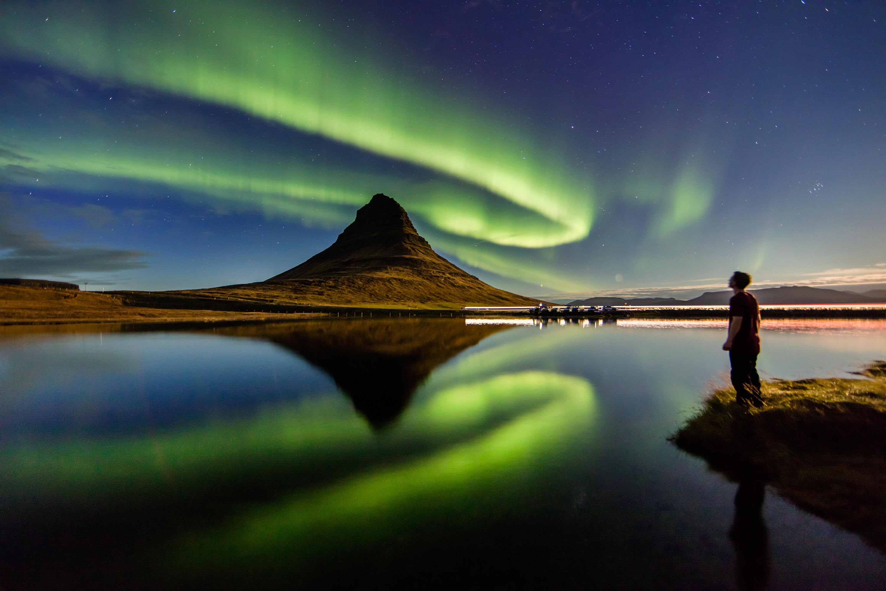 Aurora borealis over Kirkjufell, Iceland